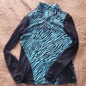 SkirtSports Blue and Black Zebra Print Zip Up